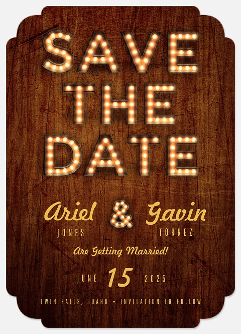 Marquee Lights Save the Date Photo Cards