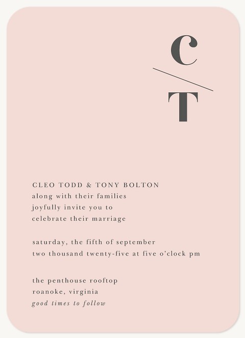 Contemporary Blush Wedding Invitations