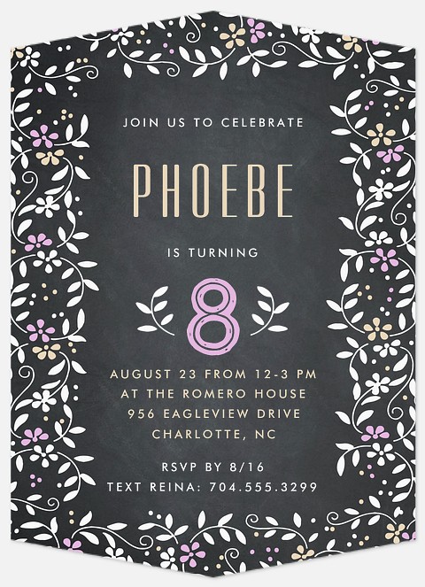 Chalkboard Garden Kids' Birthday Invitations