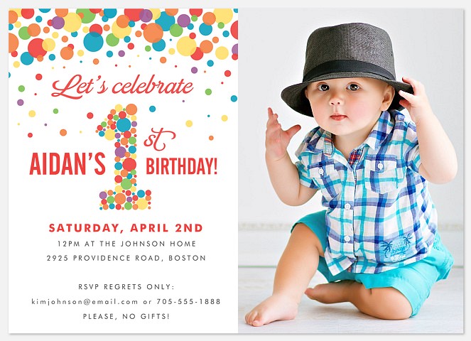 Rainbow Dots Kids' Birthday Invitations