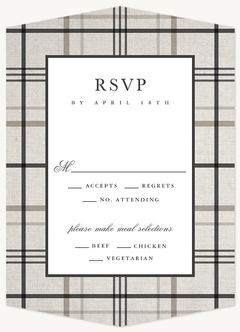 Linen & Plaid Wedding RSVP Cards