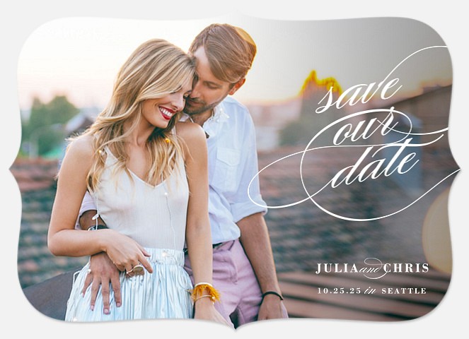 Elegant Swash Save the Date Photo Cards