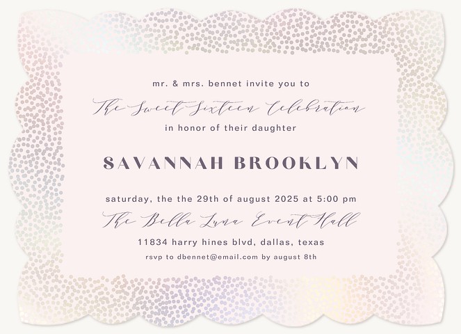 Holographic Border Teen Birthday Invitations