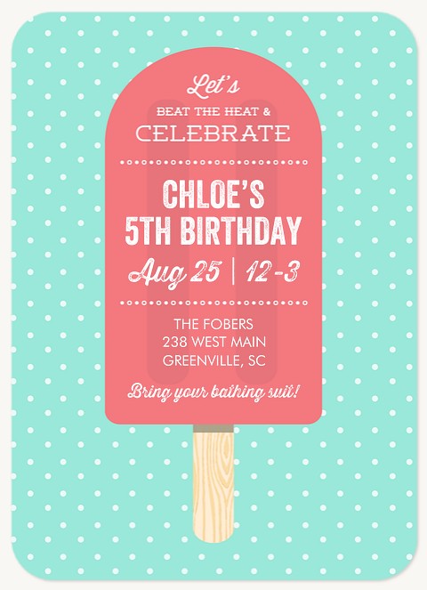 Sweet Popsicle  Kids Birthday Invitations