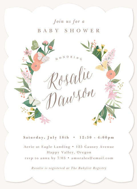 Butterfly Garden Baby Shower Invites