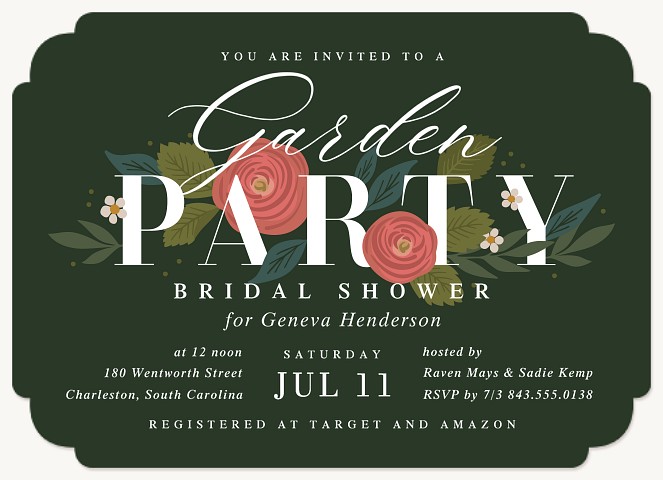 Garden Party Bridal Shower Invitations