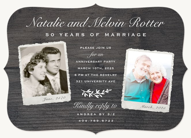 Then & Now Wedding Anniversary Invitations