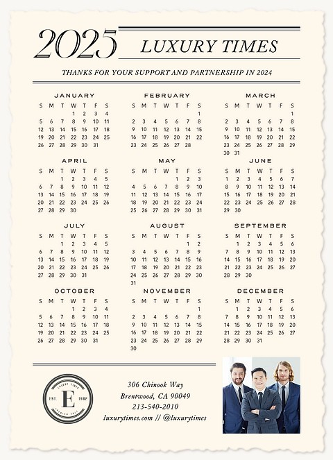 Engraved Calendar Business Holiday Cards