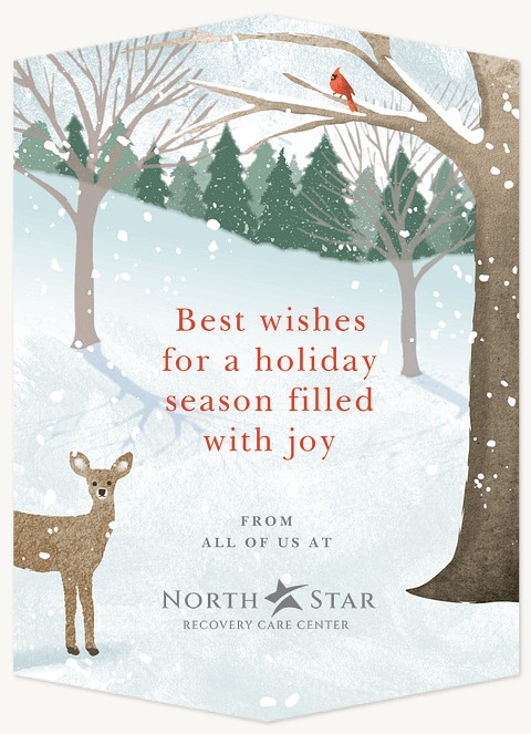  Snowy Deer Business Holiday Cards