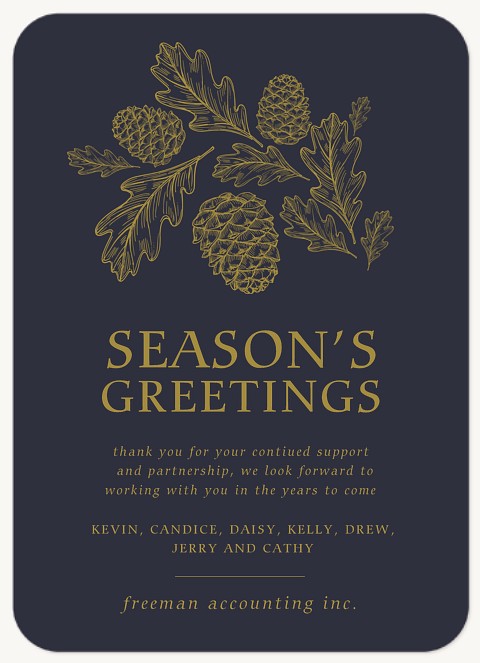 Engraved Pinecones Business Holiday Cards