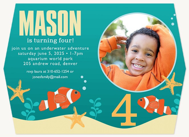 Clownfish Galore Boy Birthday Party Invitations