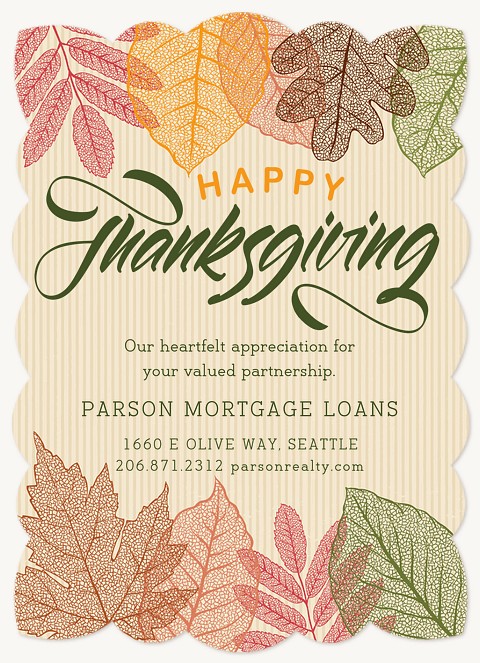 Thankful Leaves Business Holiday Cards