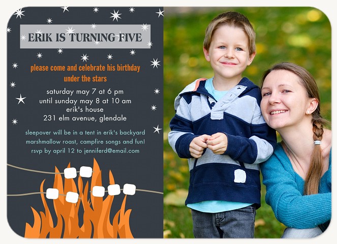 Campfire Days Boy Birthday Party Invitations