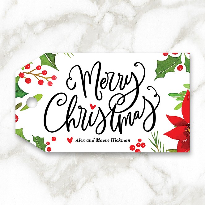 Merry Holly Custom Gift Tags