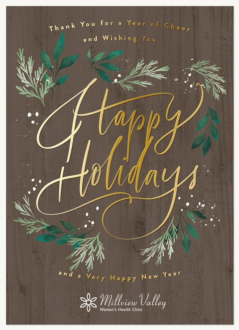 Rustic Botanical Business Holiday Cards