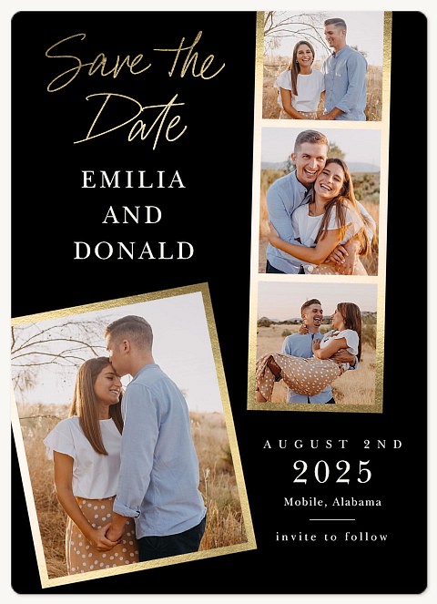 Golden Photo Strip Save the Date Magnets