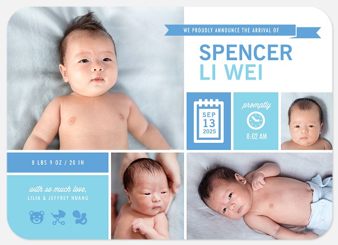 Modern Mosaic Baby Birth Announcements