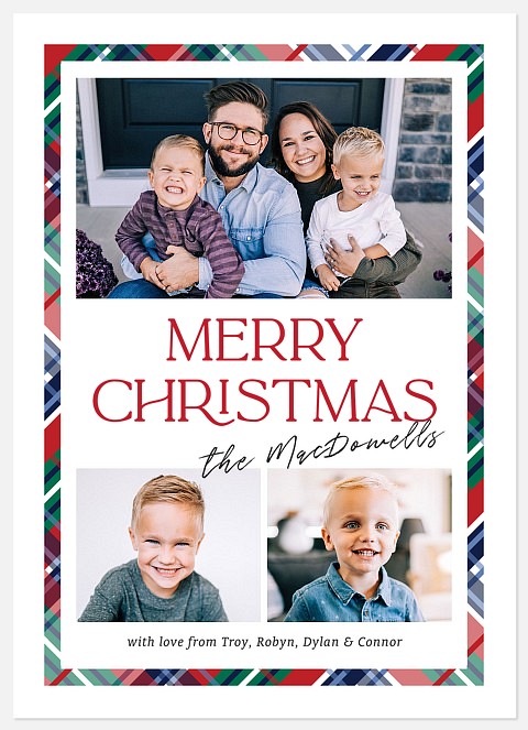 Modern Tartan Holiday Photo Cards
