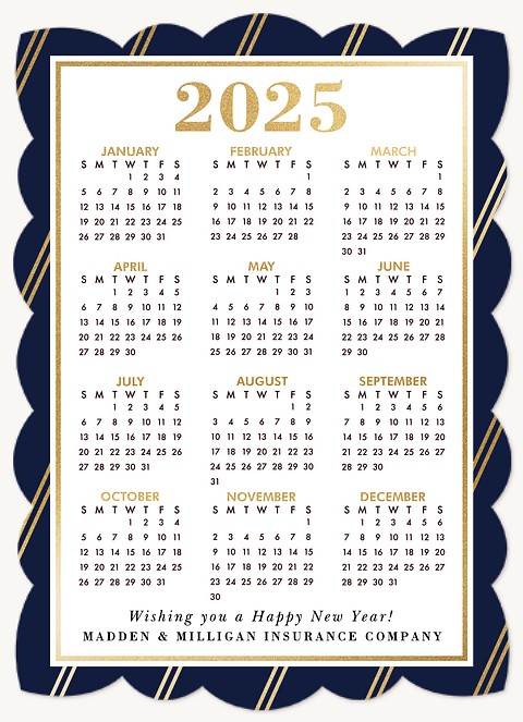 Striped Calendar Business Holiday Cards