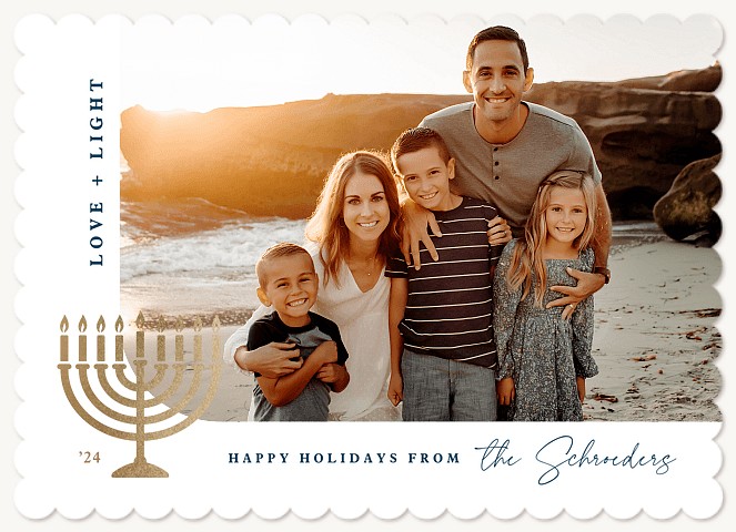 Gold Menorah Hanukkah Cards