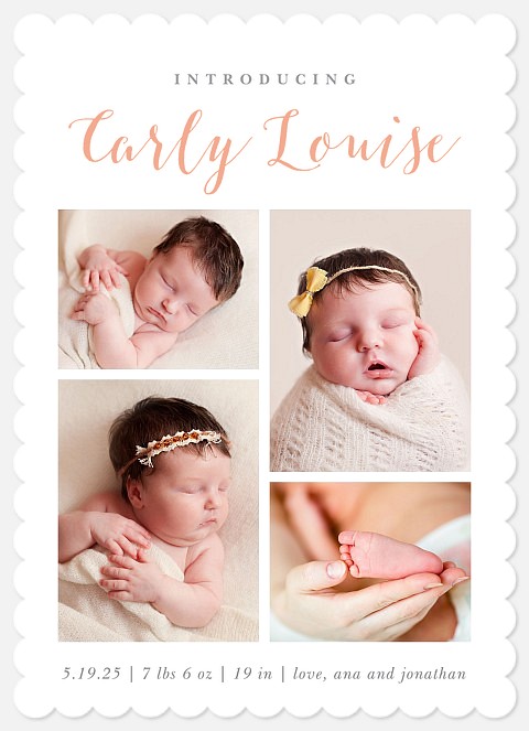 Elegant Arrival Baby Birth Announcements