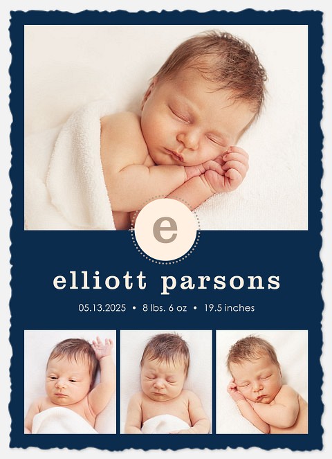 Newborn Initial Baby Birth Announcements