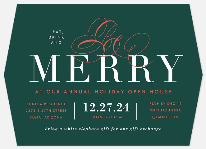 Bold Merry Holiday Party Invitations