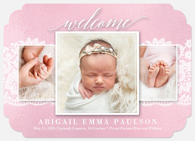 Victorian Lace Baby Birth Announcements