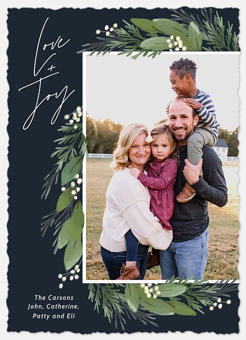 Leafy Wreath Holiday Photo Cards
