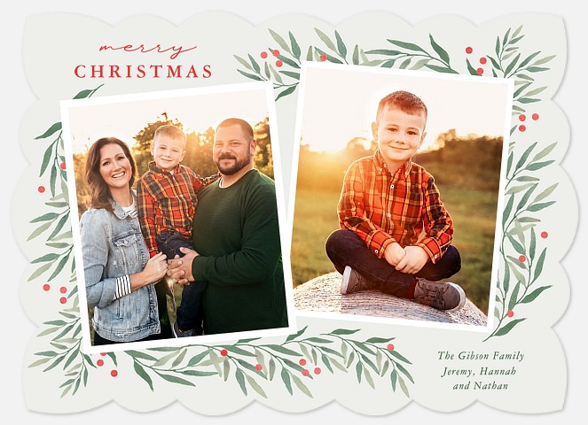 Watercolor Garland Holiday Photo Cards