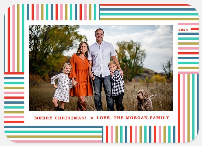 Merry Rainbow Stripes Holiday Photo Cards