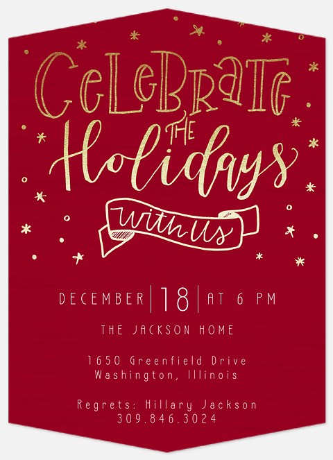 Golden Celebration Holiday Party Invitations