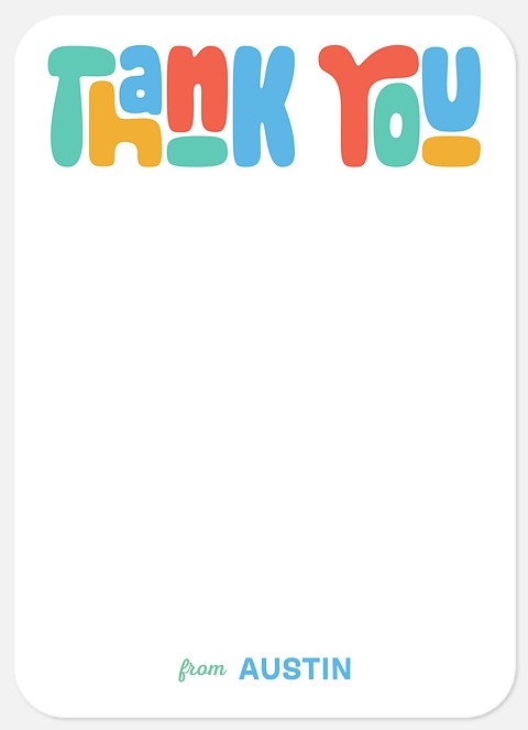 Funky Letters Thank You Cards for Kids