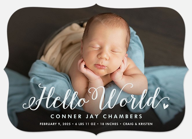 Charming Hello Baby Boy Birth Announcements