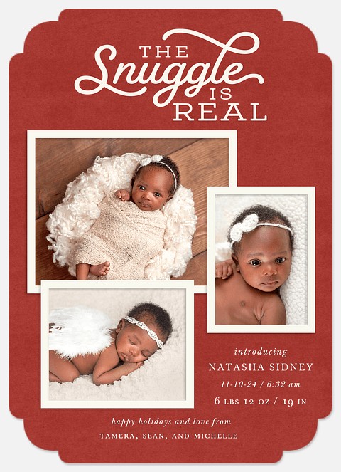 Snuggle Is Real Christmas Birth Announcements