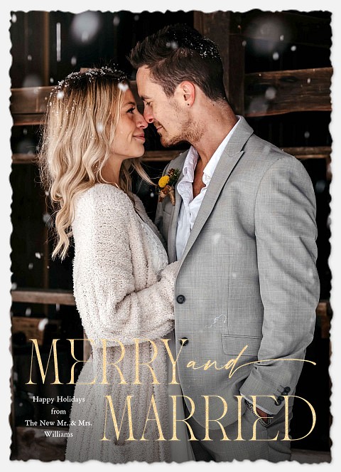Modern Classic Newlywed Christmas Cards