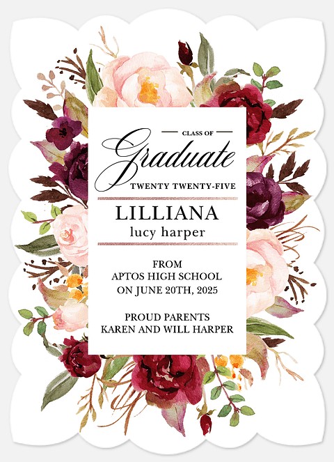Floral Border Graduation Cards