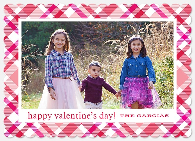 Plaid Embrace Valentine Photo Cards