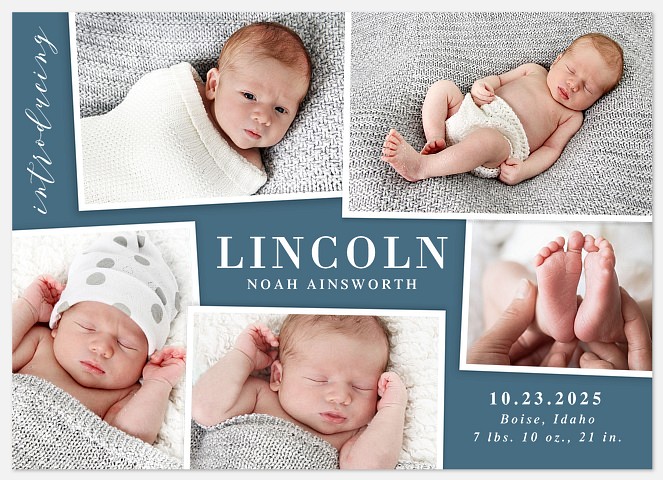 Mini Scrapbook Baby Boy Birth Announcements