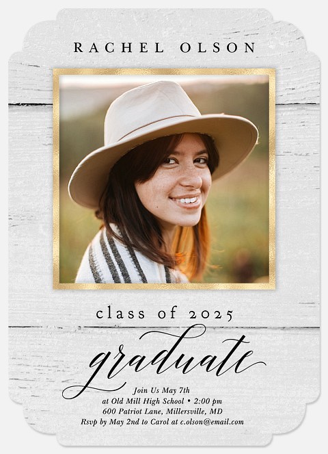 Luxe Woodgrain Graduation Cards