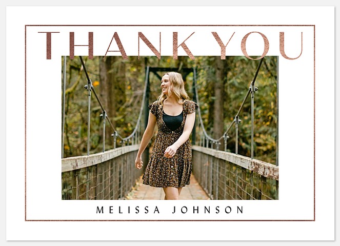 Rose Gold Frame Graduation Thank You Cards