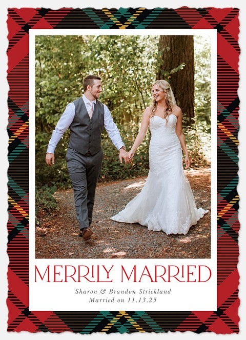 Festive Tartan Union Newlywed Christmas Cards