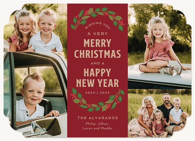 Center Banner Personalized Holiday Cards