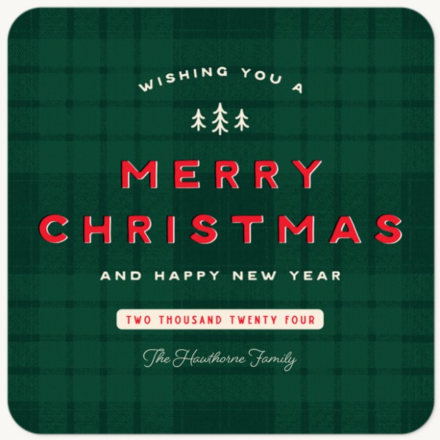 Plaid Trees Personalized Holiday Cards