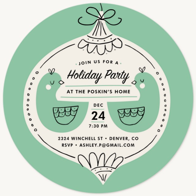 Turtle Doves Holiday Party Invitations