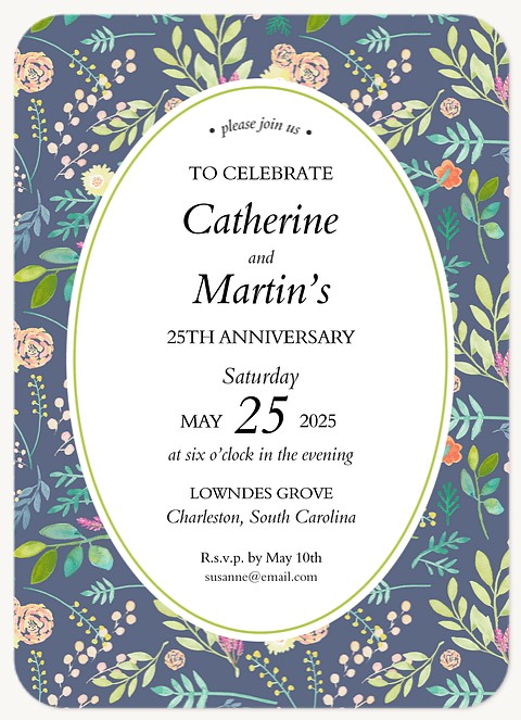 Delicate Flowers Wedding Anniversary Invitations