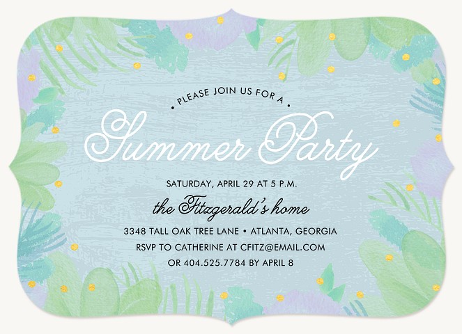 Summer Garden Summer Party Invitations