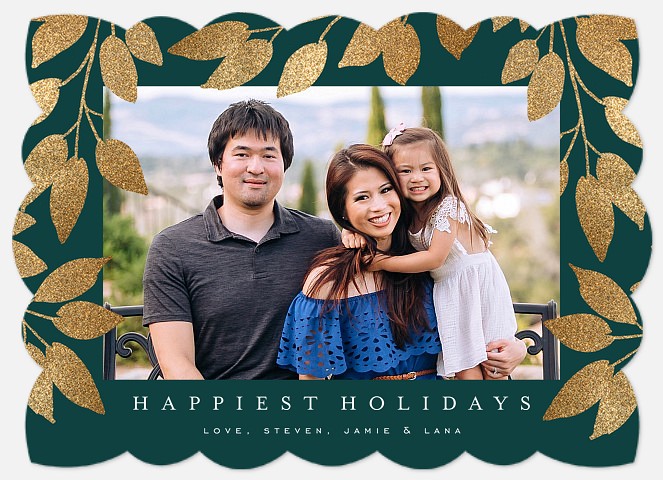 Gilded Leaves Holiday Photo Cards