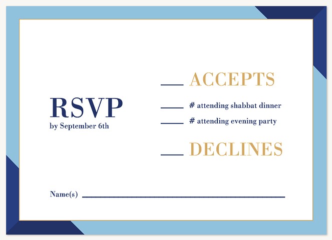 Edged Fete Bar Mitzvah RSVP Cards