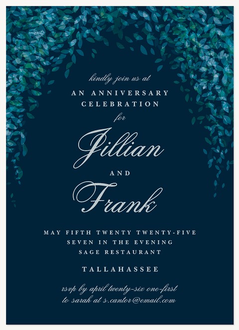 Moonlit Garden Wedding Anniversary Invitations